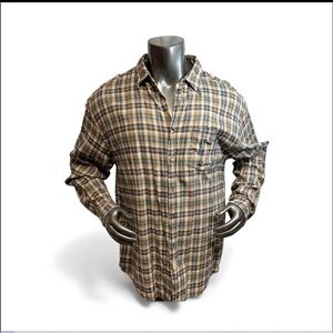 Preteur le collezioni VTG RARE 90s Men's Plaid Shirt - Brown and Blue